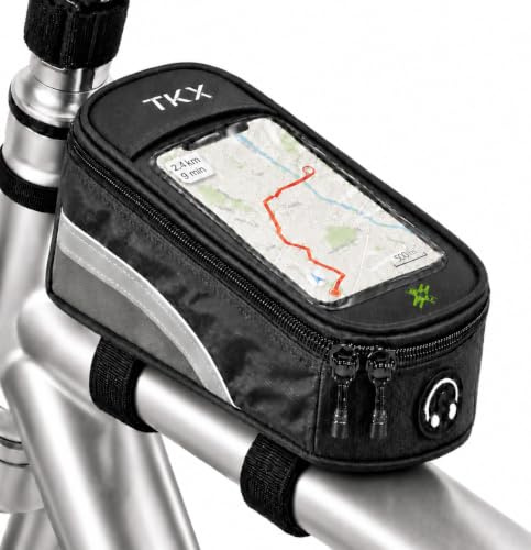 TKX Bolsa Cuadro Bicicleta para Móvil, Bolsa Bicicleta Cuadro Semirrígida con Pantalla Táctil, Bolsa Cuadro Bicicleta MTB para Montaña, Carretera y Paseos