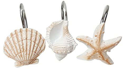 OUNONA Ganci per tende da doccia Anelli per tende da doccia stella marina conchiglia arredamento stile mare 12 pezzi