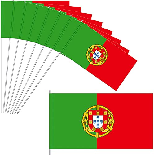 DH-Konzept 10 Papierflaggen * Portugal * als Deko für EM 2020-Party und Geburtstag | portugiesisch Länder Fahnen WM 2022 Mottoparty Fähnchen Dekoration