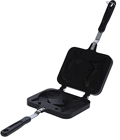 Taiyaki Fisch Waffeleisen, Waffelbackautomat in Fischform Nostick Double Pan Waffel Pfannkuchen Backwerkzeug für Pfannkuchenherstellung offenes Feuer erhitzt