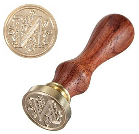 Anawakia sigillstämpel, vintagestil vax, sigillstämpel, sigill set AZ, dekorativt sigill, sigill med trähandtag, brev 26 bokstäver, gör-det-själv trä vax sigill, stämpel 1 styck (N)