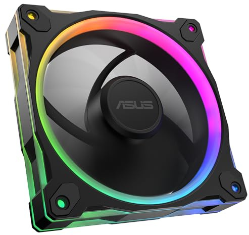 ASUS Prime MR120 ARGB, Ventola per Case da 120 mm, Spessore Telaio 2,8 cm, 20 LED ARGB Compatibili con Aura Sync per Illuminazione da Entrambi i Lati, Massimo 21 dB di Rumore, Nero