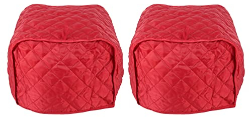 Potadak 2 x Polyester Quilted Four Toaster Appliance Dustproof Cover (Red)
