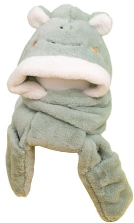 Plüsch-Kapuzenschal, Tiermütze, Kinder-Wintermütze, Schal-Handschuhe-Set, Kostümhüte, Frosch