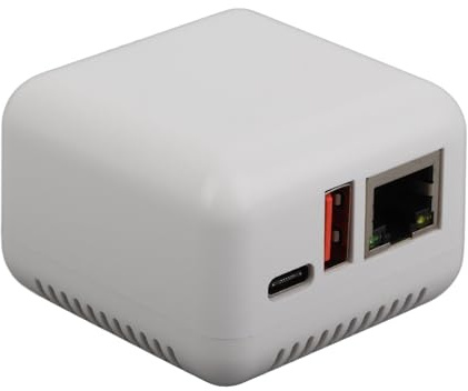 Servidor de impresión de red USB 2.0, adaptador de servidor de impresión LAN de 5 V, servidor de impresión para Android iOS, impresoras USB, Linux 3.4 100?240V (enchufe de EE. UU. 100?240V)