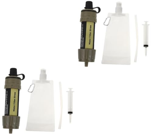 Mipcase 2pcs Squeeze Water Filter Straw Mini Outdoor Water Strainer Portable Purifier Capacity Removal Hiking Camping Travel