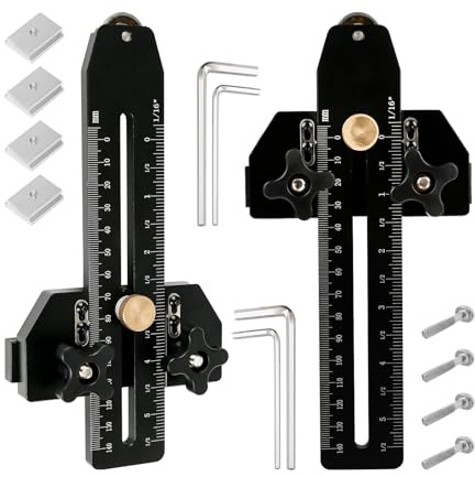 2 Pcs Thin Rip Jig for Table Saw, Extended Table Saw Jig Guide for 3/4 x 3/8 and 1/4 x 3/8 Slots for Accurate Woodworking Cuts (Black)