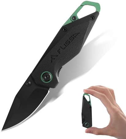 FLISSA Mini Navaja Plegable EDC 14C28N, Cuchillo Compacto de Bolsillo de 137 mm con Mango de G10 y Anilla para Llaves, para Senderismo, Viajes y Uso Diario
