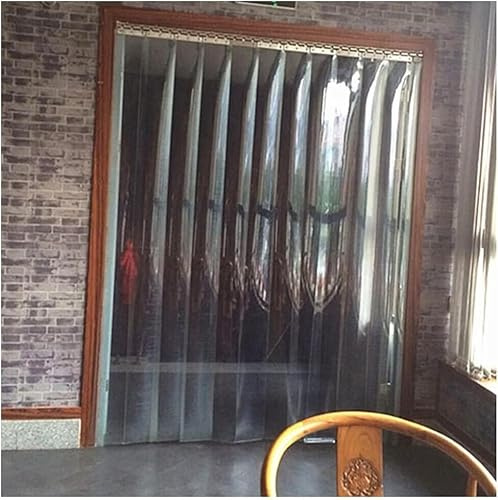 HynJGih Cortina de Tiras de PVC, Cortina Transparente fácil de Instalar, Ahorra energía, reducción de Ruido y Cortina de Puerta anticontaminación(1.5x2m)