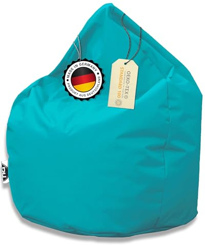 PATCH HOME Sittsäck droppform – 3 storlekar – 25 färger XXL – höjd 115 cm, diameter 95 cm, turkos