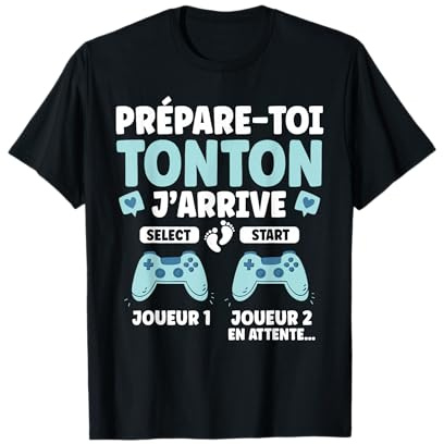 Futur Tonton male Gamer Cadeau Annonce Grossesse Futur Oncle T-Shirt S