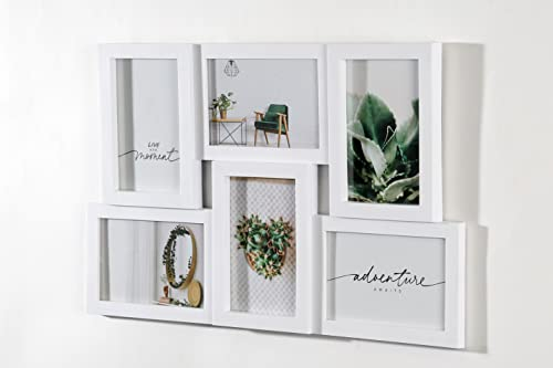 Wackadoo Bilderrahmen Collage weiß für 6 Bilder Rahmen Format 10x15 weiß querformat Wandgalerierahmen Fotorahmen für mehrere bilder