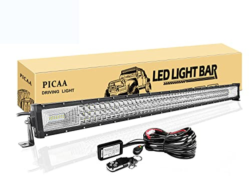 PICAA Led Arbeitsscheinwerfer 42 Zoll 540W Led Lichtbalken 12V Mit Fernbedienung Kabelbaum DREI Reihen Zusatzscheinwerfer Bar Arbeit Licht Bar für SUV Offroad ATV UTV Traktor 4x4 Auto