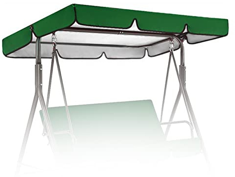 Copertura di ricambio per altalena, copertura per amaca a 2 e 3 posti con 4 tasche angolari rinforzate, parasole impermeabile, verde scuro, 190 x 132 x 15 cm