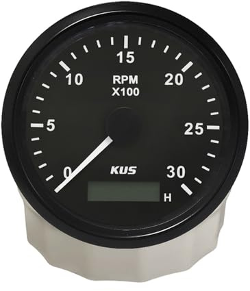 KUS 85MM Dieselvarvräknare 3000 RPM Räknare med timräknare med bakgrundsbelysning 12V 24V för båttraktorer Grävmaskin gaffeltruck