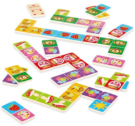 Dal Negro - Fantasy Domino con 28 tessere in legno. Adatto per bambini 3+
