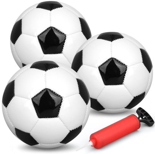 Dilabnda 14 cm Mini Fußball mit Pumpe, Kleinkindbälle Fussball für Kinder im Alter von 2–8 Jahren, Football Spiel Ostern Geburtstag Geschenke für Kinder Jungen Mädchen 3+ Jahre(3 Pack)