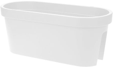 Balcón barandilla ovalada 60 cm – Color blanco – Maceta de plástico para colgar – Jardín Macetero Plantador Flores Cuenco para colgar