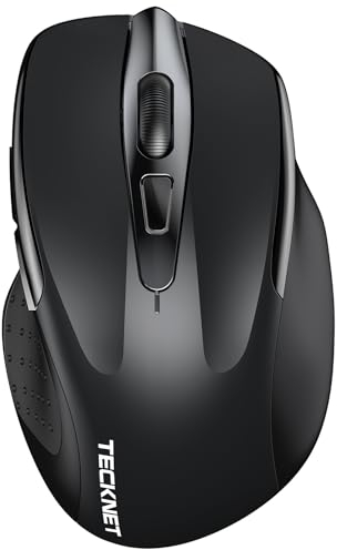 TECKNET Bluetooth Maus, 4800 DPI Kabellos Ergonomische Maus (Tri-Modi: BT 5.0/3.0+2.4G), 30 Monate Batterielaufzeit, Leise Funkmaus für Laptop PC Computer, Windows, Mac OS, Android