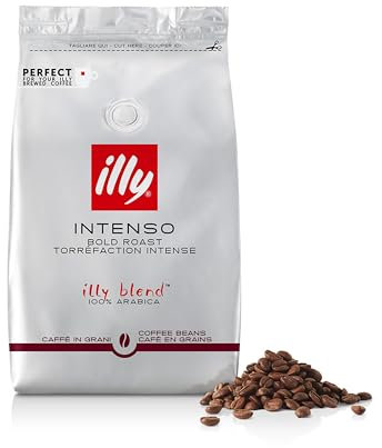 illy, Café en Grains à Moudre INTENSO, 100% Arabica avec des Notes de Cacao et de Fruits Secs, Arrière-goût Corsé, 1 Boîte de 500g