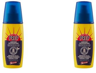 Prep, Lozione Repellente, Repellente Zanzare, a Base di Icaridina, Lunga Durata, Contro Zanzare Comuni, Tigre e Zecche - Formato 100 ml (Confezione da 2)