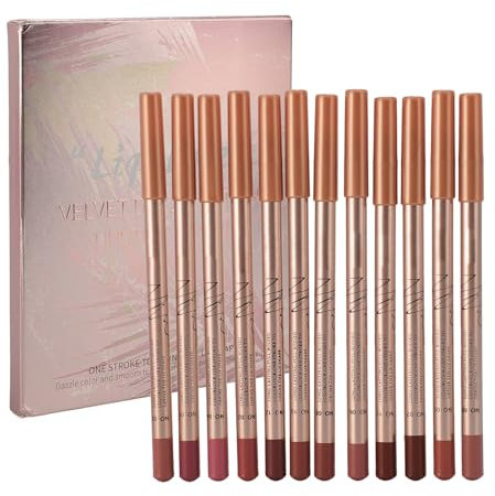 Lipliner Set, Hochpigmentierter Lippenkonturenstift, 0,8 GX12 Stück Lipliner Set Wischfest Langlebig Hochpigmentiert Tragbarer Lippen Make up Stift für den Täglichen Gebrauch