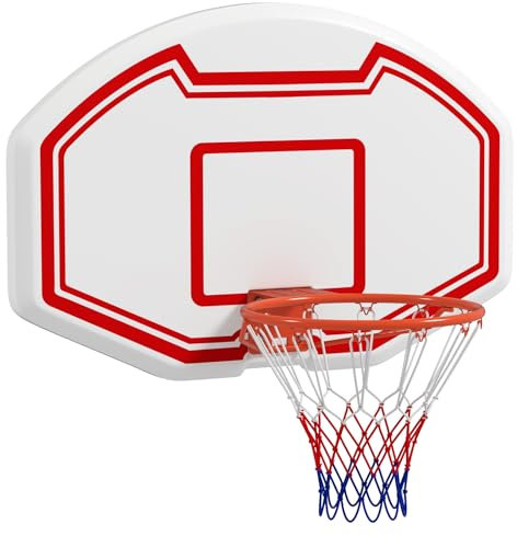 GOPLUS Panier de Basket Interieur Mural, Panneau Arrière en PE 91 x 61 CM, Mini Panier de Basket avec Anneau φ45 CM, Filet Résistant, Connexion Robuste, Idéal pour Garçon, Adolescent, Adultes