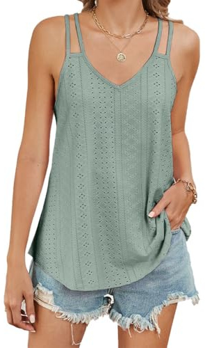 Camisetas Tirantes Mujer, Chaleco de Verano Mujer, 1 Pieza Color Sólido Cuello Crew Tank Top, Camisetas sin Mangas, para IR al Trabajo, Citas, Vacaciones