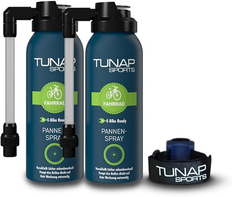 TUNAP SPORTS Pannenspray | Blitzschnelle Pannenhilfe für unterwegs | Dichtet Reifenlöcher bis 5 mm zuverlässig ab | Für Schlauch & Tubeless | Made in Germany