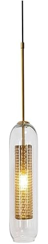 American Village Style gold Ellipse Long Iron Pendant Lights Adjustable Glass Material Chandelier with E14 Light Source