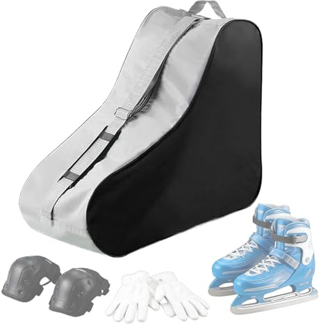 Fyrdyn Ice Skate Bag - Large Adjustable Backpack Carrier | with Zipper Hockey Skate Bag Oxford Fabric | for Children Shoes Cheer Women Men