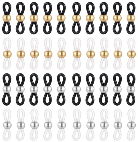 Ji liangli Cordino Occhiali,80 PCS Terminali per Occhiali Donna Regolabile Terminali in Silicone Antiscivolo Laccetto per Occhiali Accessori per Occhiali Catenella Occhiali