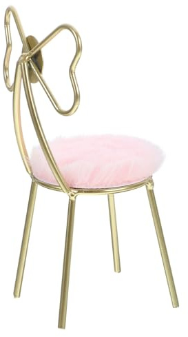 Mikikit Mini Silla de Metal para Casa de Muñecas con Cojín Rosa Modelo de Decoración Artesanal en Miniatura para Dormitorio y Manualidades Mobiliario Vintage Compacto 1 Pieza