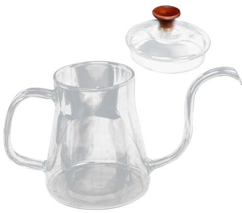 DIYEAH Bollitore per Caffè Beccuccio in Vetro Trasparente 350ml, Caffettiera Manuale Portatile Flusso Controllato, Antiscottatura per Uso Domestico e Ufficio