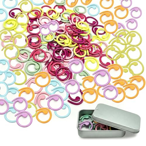 66PCS Marqueur de Maille Crochet en Métal Coloré, Anneaux Marqueurs pour Tricot avec Boîte de Rangement, Accessoires Crochet et Aiguille a Laine pour Projets de Couture, 11 Couleurs Assorties