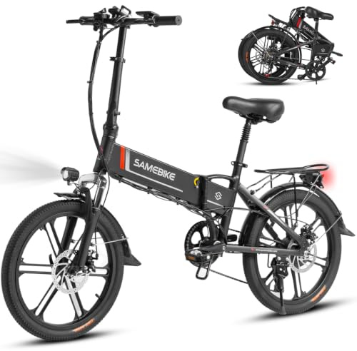 SAMEBIKE Bicicleta Eléctrica Plegable 20'' 250W Motor sin escobillas eBike para Commuting 48V 10Ah batería extraíble Electric Mountain Bike sillín Ajustable 80km autonomía máxima ebike Urbana(Negro)