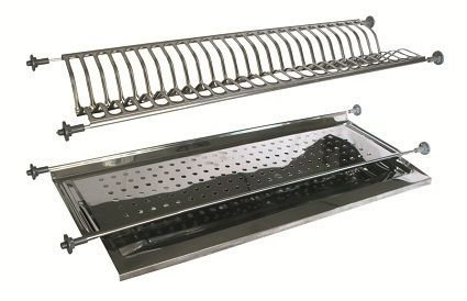 Escurreplatos encajable de 86 cm de acero inoxidable con base tipo bandeja para que recoja las gotas