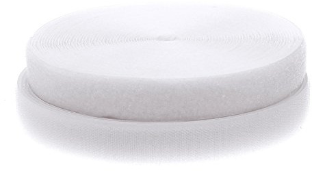 TUKA 12 m x 25 mm kardborrband för påsömnad, 12 meter ögledel & 12 m krokband, baksida ej självhäftande, 25 mm brett kardborrband, extra stark vidhäftningskraft ögledel & krokar, vit TKB5001 vit