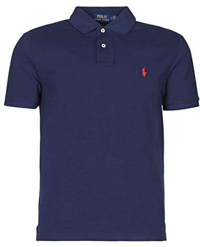 Ralph Lauren Pony Pique Polo Shirt Custom Slim Fit Blue S