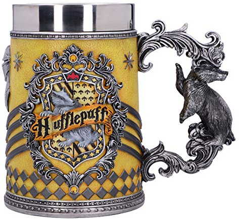 Nemesis Now House Collectable Tankard Harry Potter Hufflepuff Hogwarts-Haus Sammelkrug, Gelb, Silber, 1.25 picometer