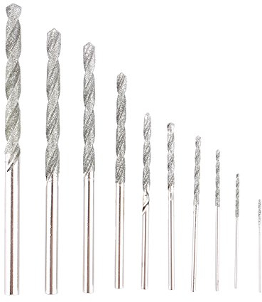 10 Pezzi Punte Diamantata Set, Punte da Trapano Elicoidali Diamantate, 0.8-4.0mm Drill Fai-Da-Te Punte Strumenti per Pietre Preziose in Metallo Agata Perline Pendenti Cobblestone