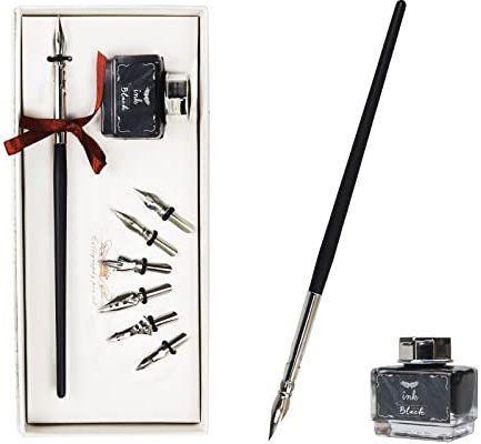 AOMAYLL Kalligraphie Set,Comic Stift Set,7Federn,1Schwarzer Tinte für Karikaturisten Künstler Anfänger Kalligraph