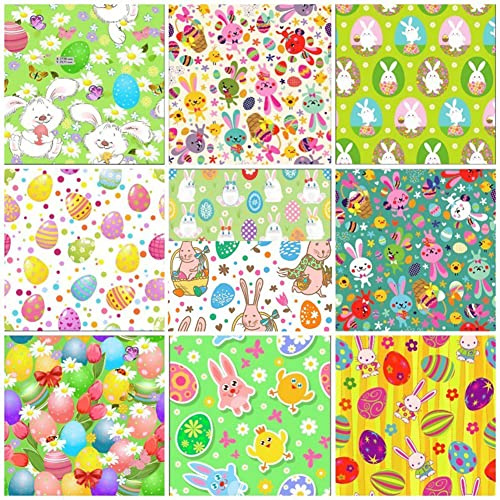 Tessuto Patchwork Trapuntato, con Simpatiche Uova di Pasqua, Motivi Floreali Stampati Sistema Patchwork Tessuti Patchwork di Tessuto di Cotone Colorato Set di Tessuti Pacchetto di Stoffa di Cotone
