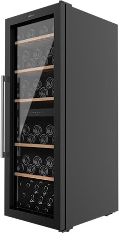 Cecotec Vinoteca de 77 Botellas Bolero GrandSommelier Duo 77000 Black. 193 L, Sistema Compresor de Enfriamiento, Display, Control Táctil, Temperatura Regulable y Luz LED Interior
