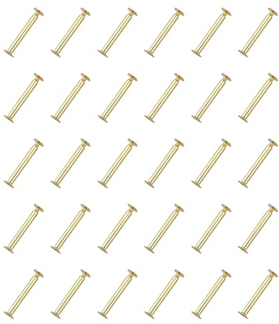 INCREWAY 50 uppsättningar bindande Chicago-skruvar, 5 mm x 18 mm mässingspläterad bindningsskruv pärmstolpe, mässingston