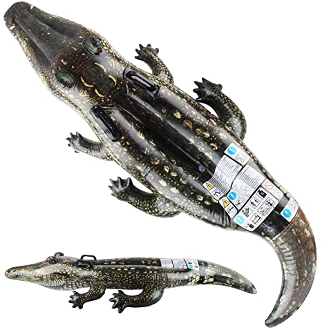 Schwimmendes Krokodil, ZoneYan Groß Aufblasbares Krokodil, 170*68cm Aufblasbares Tier mit 2 Robustem Haltegriff, Wasser Aufblasbare Schwimmende Krokodil, Aufblasbares Reittier Krokodil Wasserspielzeug