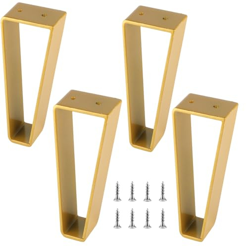 Osring 8 Inch Trapezoid Furniture Legs 4pcs, Solid Steel Furniture Hairpin Leg for Side Table, TV Stand and Cabinet, Gold