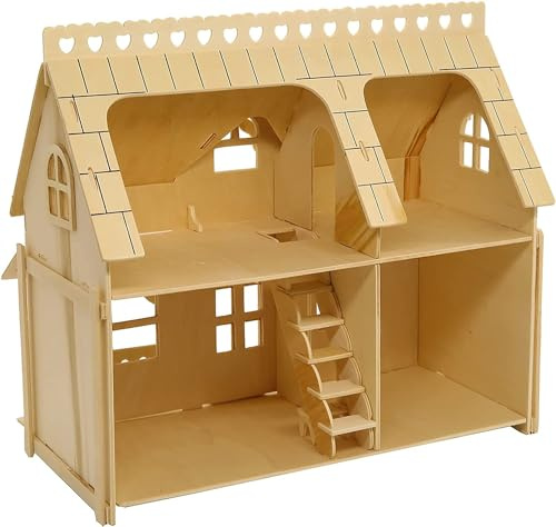 3D Puzzle House, Fantasy Villa Model Kit DIY Miniature Dolls House Kits Birthday Gift for Adults Teens (Duplex)