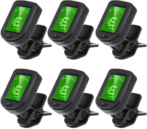 SNHOHIAK Guitar Tuner Clip on Tuner for Ukulele, Guitar, Bass, Mandolin (6PACK)