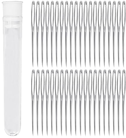 40 agujas de coser con ojal grande, juego de agujas de coser a mano con botella, aguja roma, aguja de retoque universal, agujas de coser a mano, agujas de coser para punto de cruz